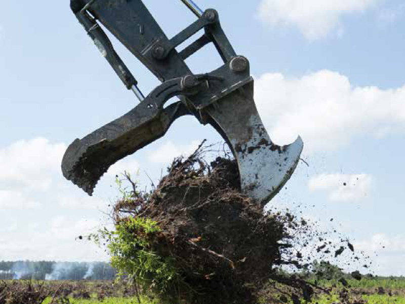 stump puller and excavator thumb
